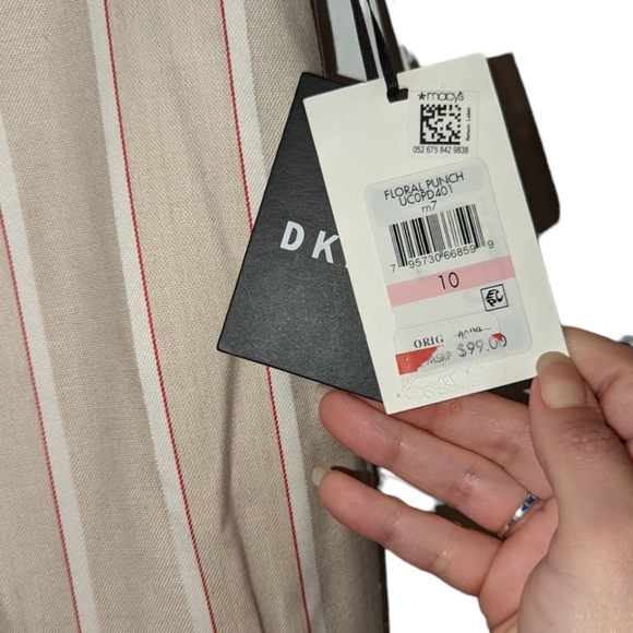 NWT DKNY Essex Ankle Pin Striped Belted High Rise Linen Stretch Business Pants - Picture 10 of 16